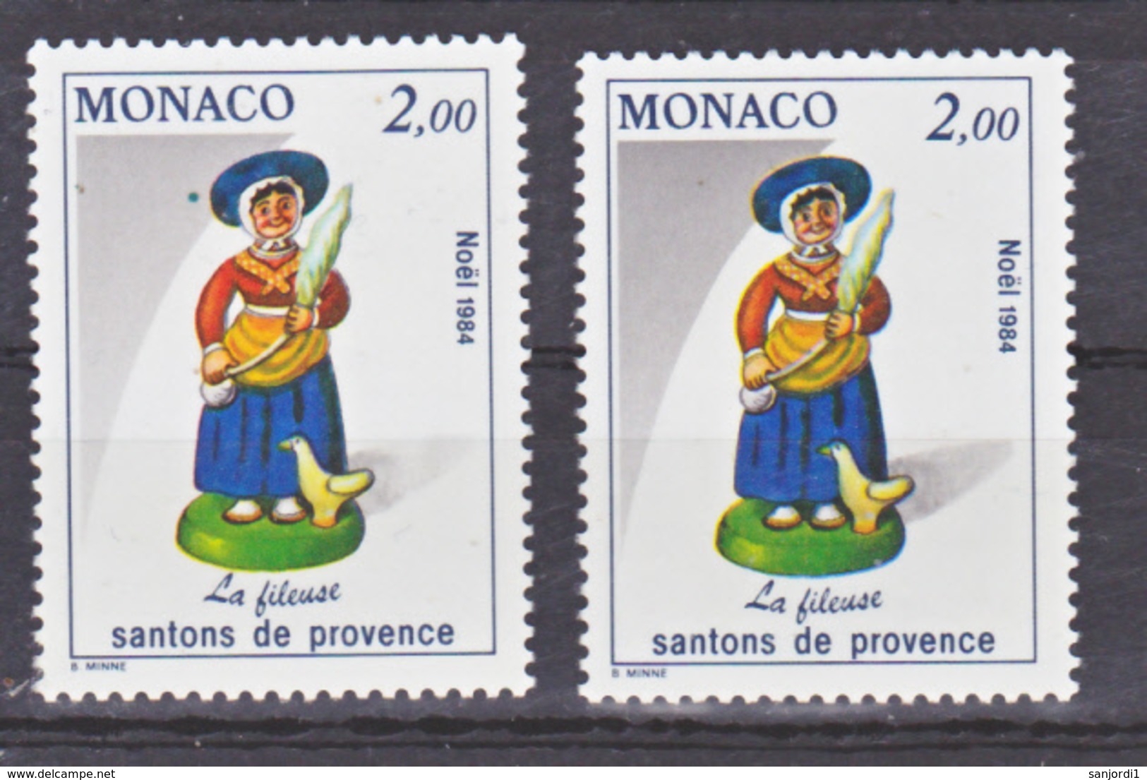 Monaco 1440 Santon Variété Brun Clair Visage Orange Et Brun Noir Sombre Neuf ** TB  MNH Sin Charnela - Variétés