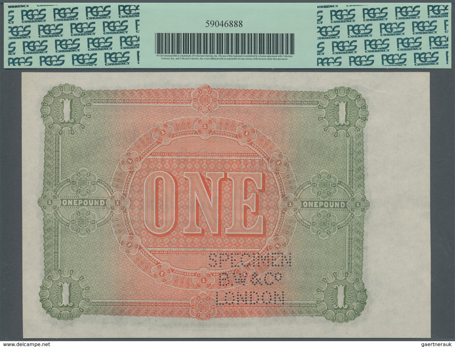 01036 Australia / Australien: London Chartered Bank Of Australia 1 Pound 1889 Specimen P. NL, With Specime - Autres & Non Classés