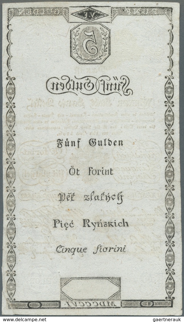 01044 Austria / Österreich: 5 Gulden 1806 P. A38a, Light Corner Fold, No Holes Or Tears, Probably Pressed, - Oesterreich