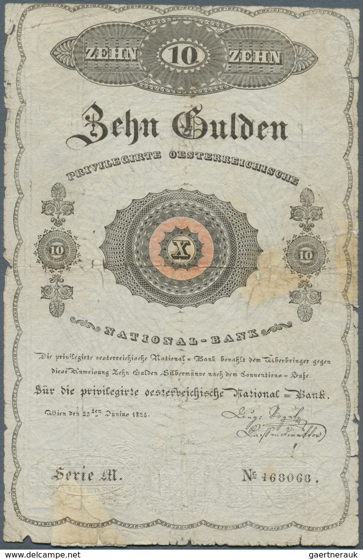 01050 Austria / Österreich: 10 Gulden 1825 P. A62a, Several Taped Areas On Back To Fix Some Minor Holes An - Oesterreich