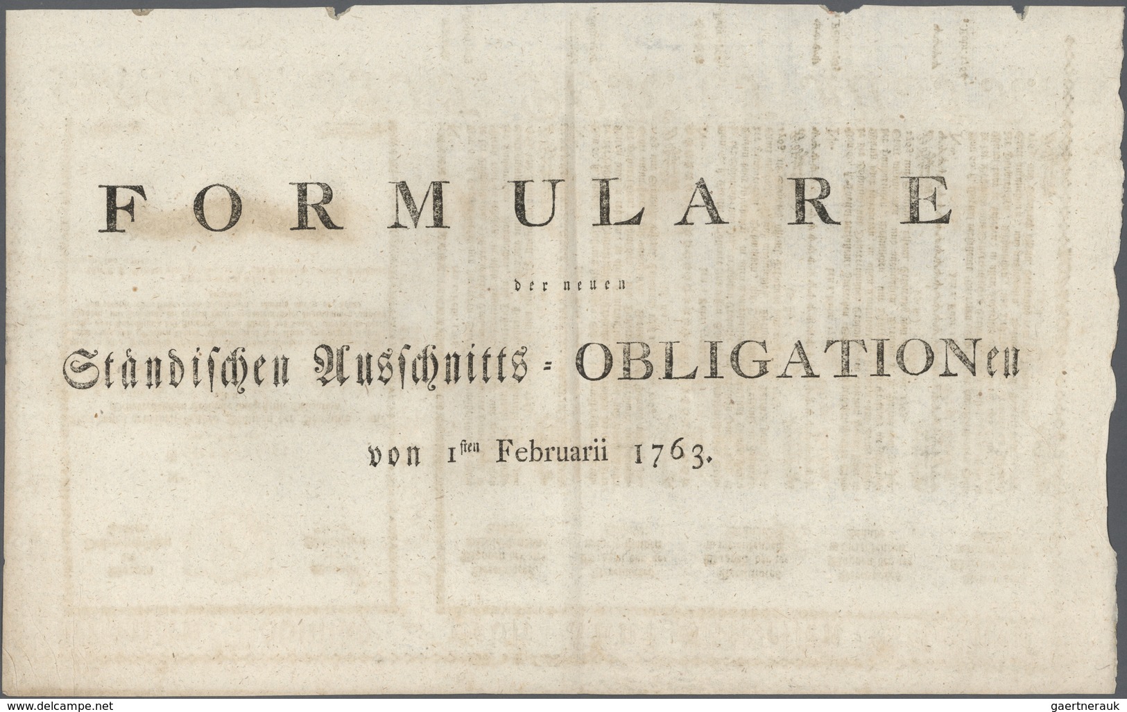 01063 Austria / Österreich: 60 Gulden 1763 Obligation Vienna, PR W8), Complete Sheet In Condition: VF. - Austria