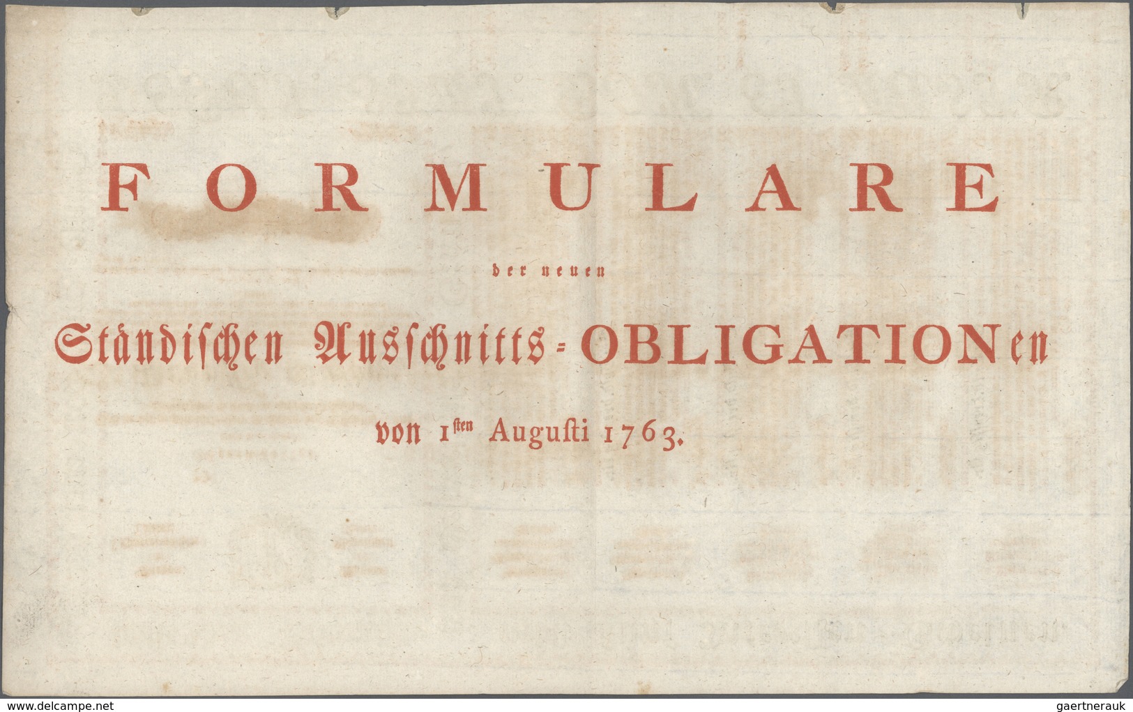 01066 Austria / Österreich: 30 Gulden 1763 Obligation Vienna, PR W11), Complete Sheet In Condition: VF. - Oostenrijk