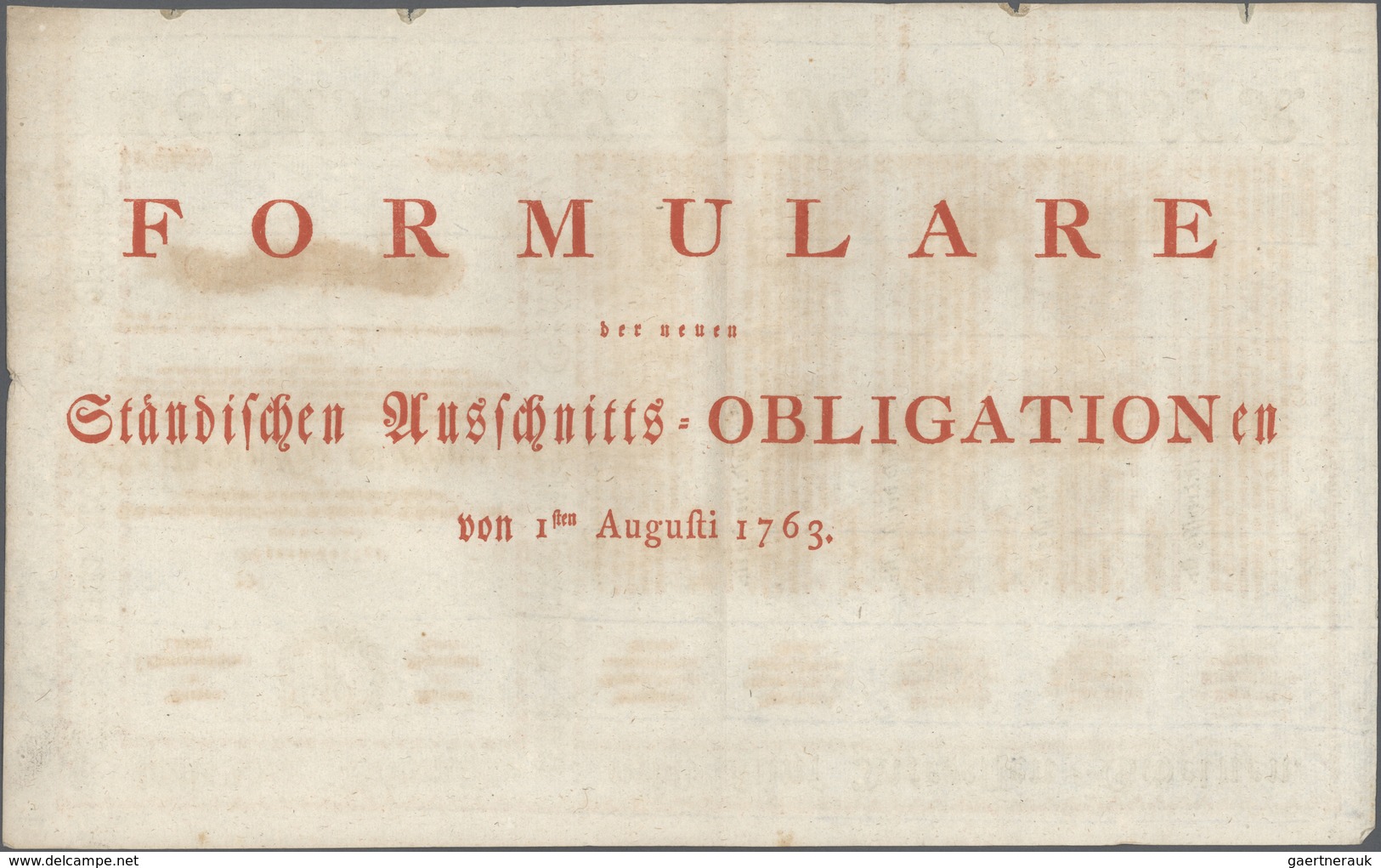 01066 Austria / Österreich: 30 Gulden 1763 Obligation Vienna, PR W11), Complete Sheet In Condition: VF. - Austria