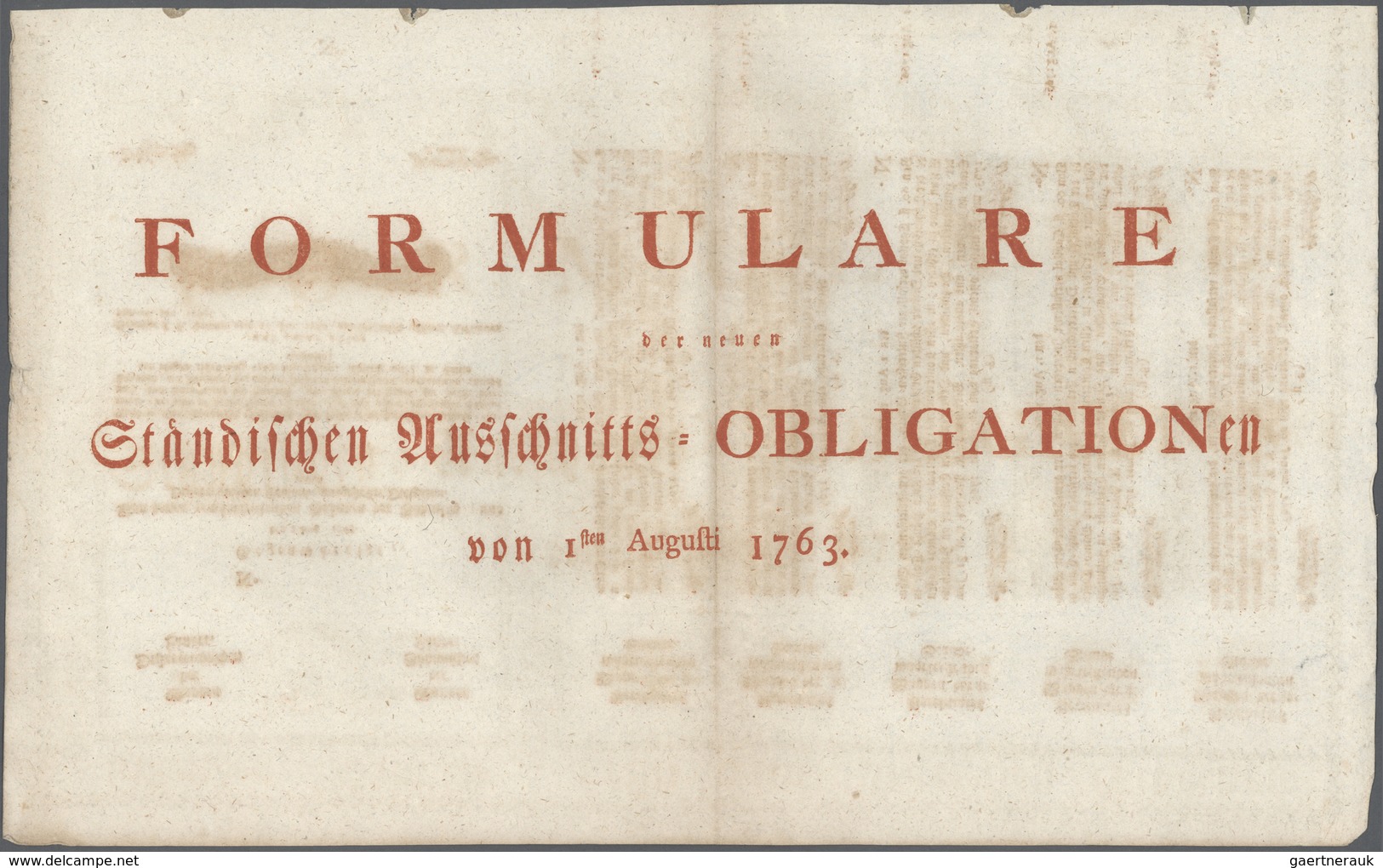 01067 Austria / Österreich: 60 Gulden 1763 Obligation Vienna, PR W12), Complete Sheet In Condition: VF. - Oostenrijk