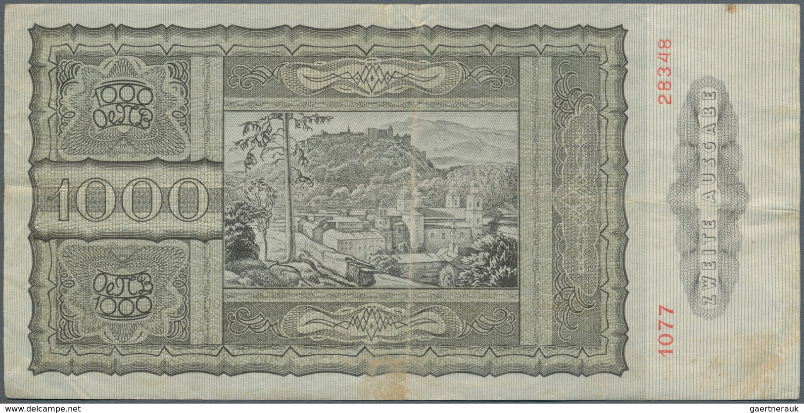 01080 Austria / Österreich: 1000 Schilling 1947 P. 125, Stronger Center Fold, Light Vertical Fold, Slight - Oostenrijk