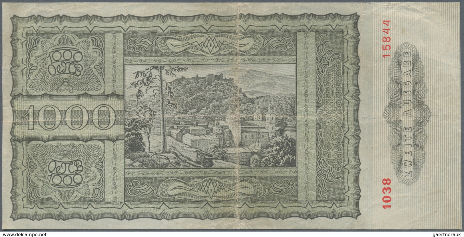 01081 Austria / Österreich: 1000 Schilling 1947 P. 125, Used With Stronger Center And Horizontal Fold, Min - Oostenrijk