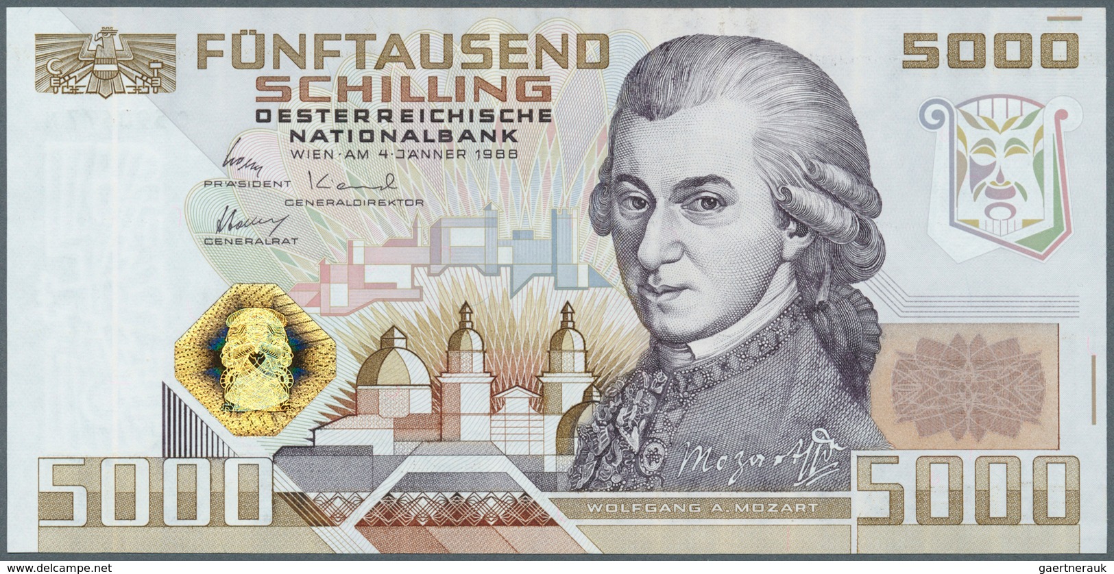 01084 Austria / Österreich: 5000 Schilling 1988 P. 153, Key Note, Great Crisp Original Condition: UNC. - Oostenrijk