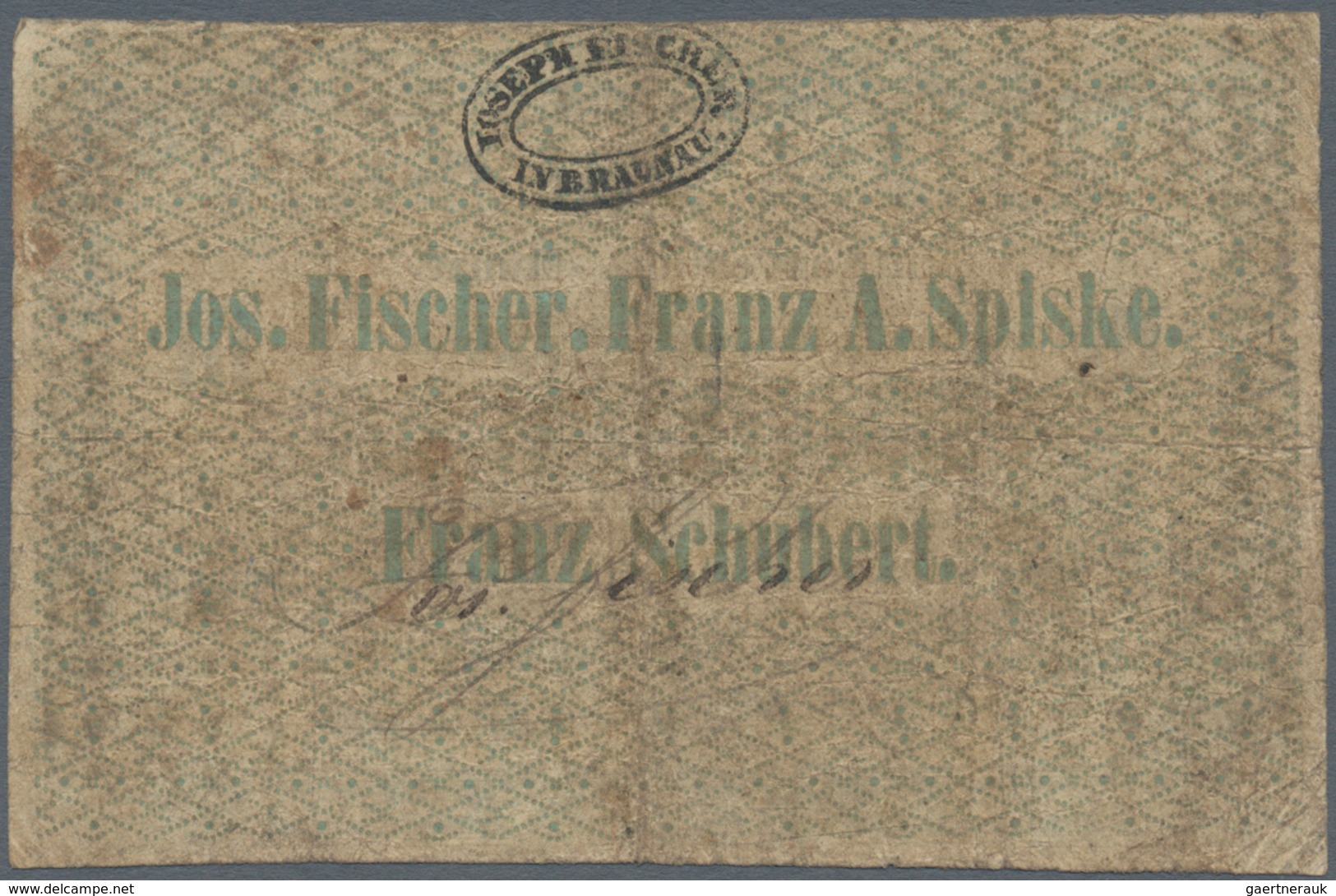 01089 Austria / Österreich: Braunau, 3 Kreuzer Conventions-Münze 1849, P.NL, Stained Paper With Several Fo - Oostenrijk