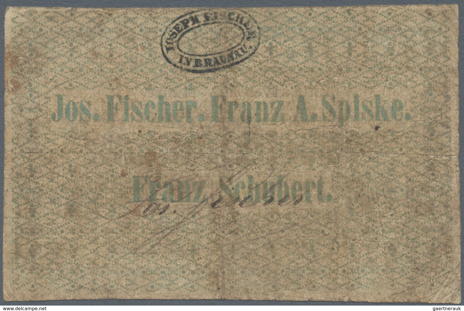 01089 Austria / Österreich: Braunau, 3 Kreuzer Conventions-Münze 1849, P.NL, Stained Paper With Several Fo - Austria