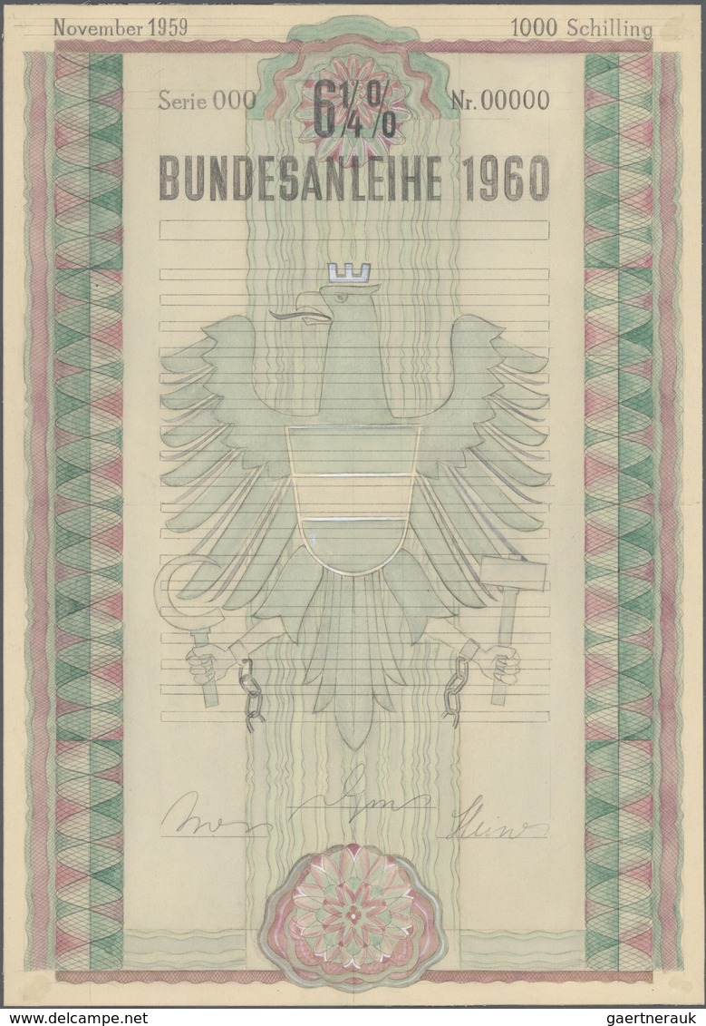 01091 Austria / Österreich: Set Of 5 Different Design Trials For Bonds Or Obligations Of The "Wiener Staat - Austria