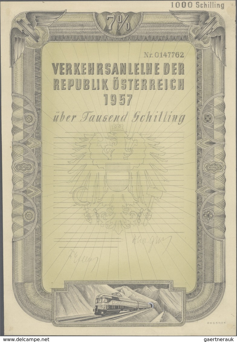 01091 Austria / Österreich: set of 5 different design trials for bonds or obligations of the "Wiener Staat