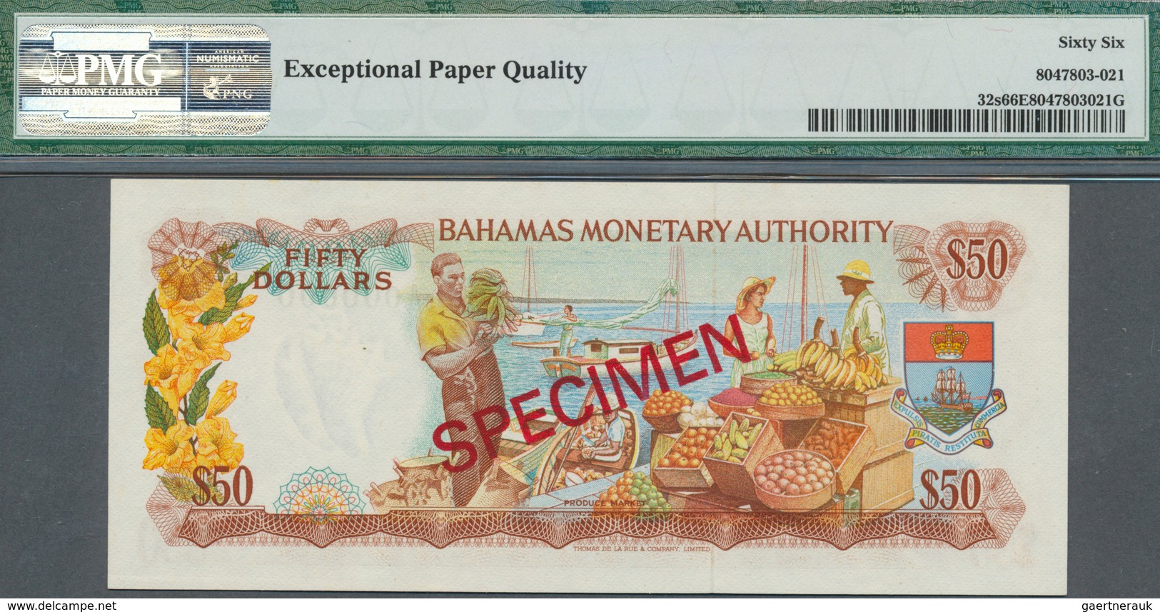 01098 Bahamas: set of 8 SPECIMEN banknotes from 1/2 Dollar 1968 to 100 Dollars 1968 Specimen P. 26s-33s, a