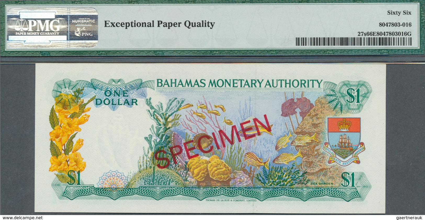 01098 Bahamas: set of 8 SPECIMEN banknotes from 1/2 Dollar 1968 to 100 Dollars 1968 Specimen P. 26s-33s, a