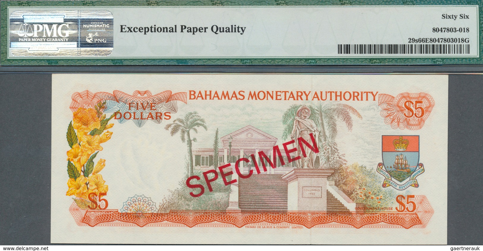 01098 Bahamas: set of 8 SPECIMEN banknotes from 1/2 Dollar 1968 to 100 Dollars 1968 Specimen P. 26s-33s, a