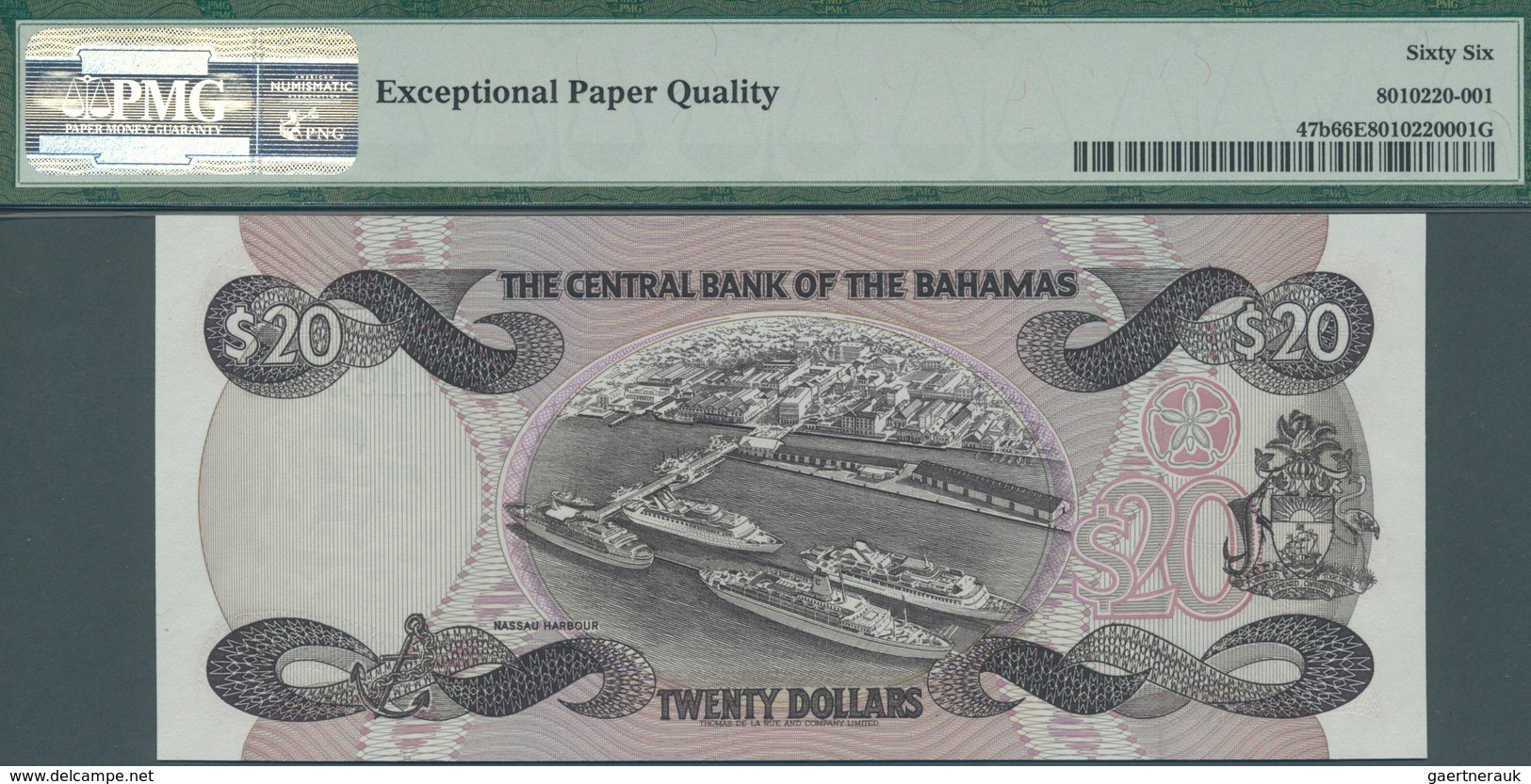 01100 Bahamas: 20 Dollars ND(1984) P. 47b In Condition: PMG Graded 66 GEM UNC EPQ. - Bahamas