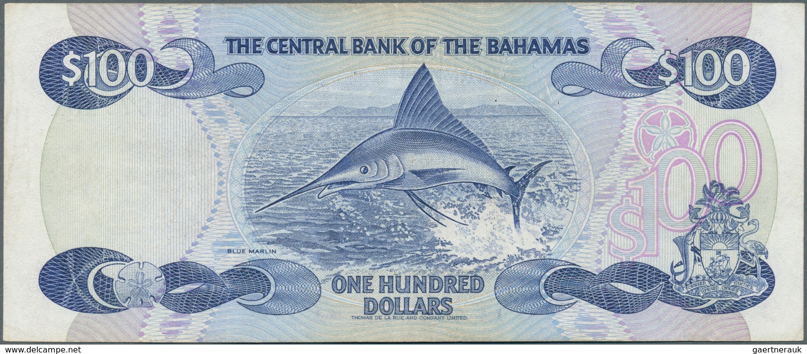 01102 Bahamas: 100 Dollars ND(1984) P. 49, Rare Note, Used With Only Light Folds, A Few Pinholes, Pressed - Bahamas