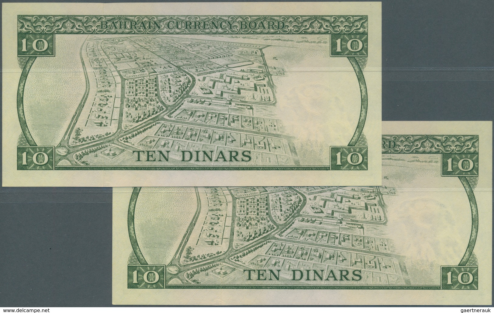 01107 Bahrain: Rare Set Of 2 CONSECUTIVE Notes 10 Dinars L.1964 P. 6, Rare As Running Pair In Condition: U - Bahrein
