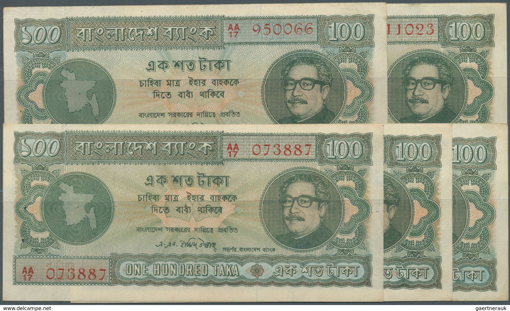 01112 Bangladesh: Set Of 5 Notes 10 Taka ND(1972) P. 9 In Nice Condition With Only Light Traces Of Handlin - Bangladesh