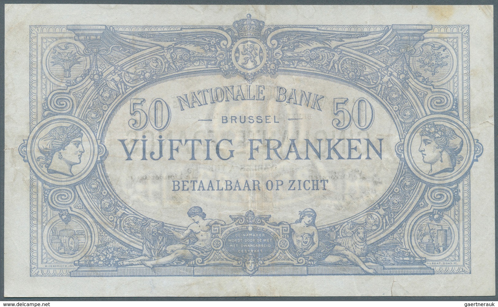 01118 Belgium / Belgien: 50 Francs 1905 P. 63f, Highly Rare Note, Center Folded And Various Other Lighter - [ 1] …-1830 : Before Independence