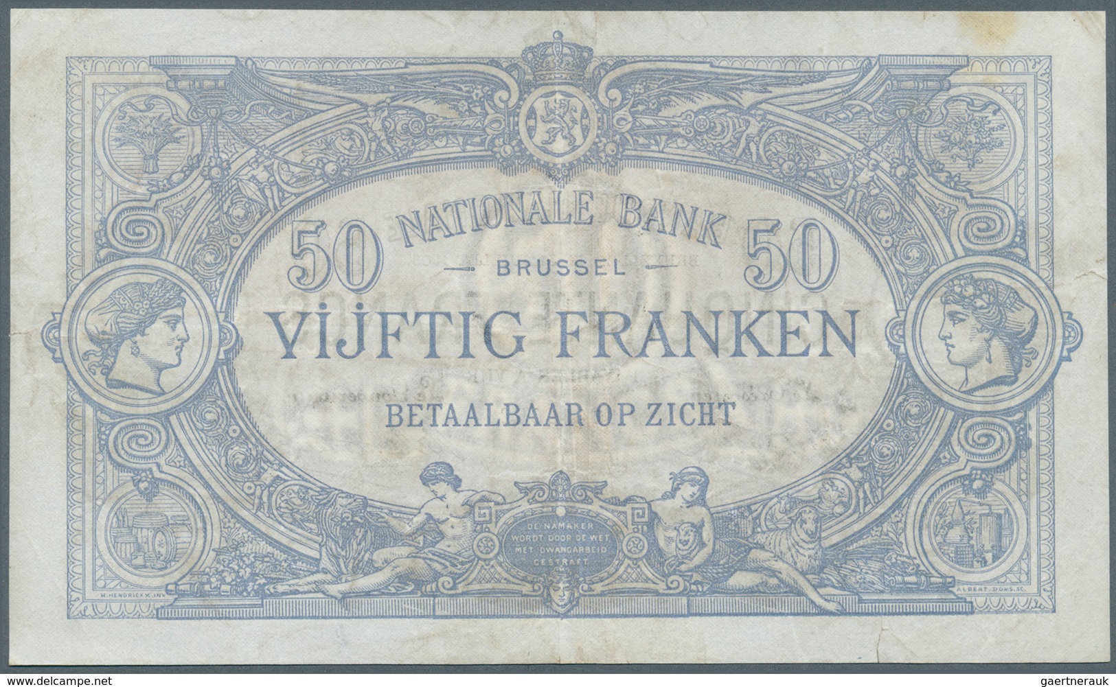 01118 Belgium / Belgien: 50 Francs 1905 P. 63f, Highly Rare Note, Center Folded And Various Other Lighter - [ 1] …-1830 : Antes De La Independencia