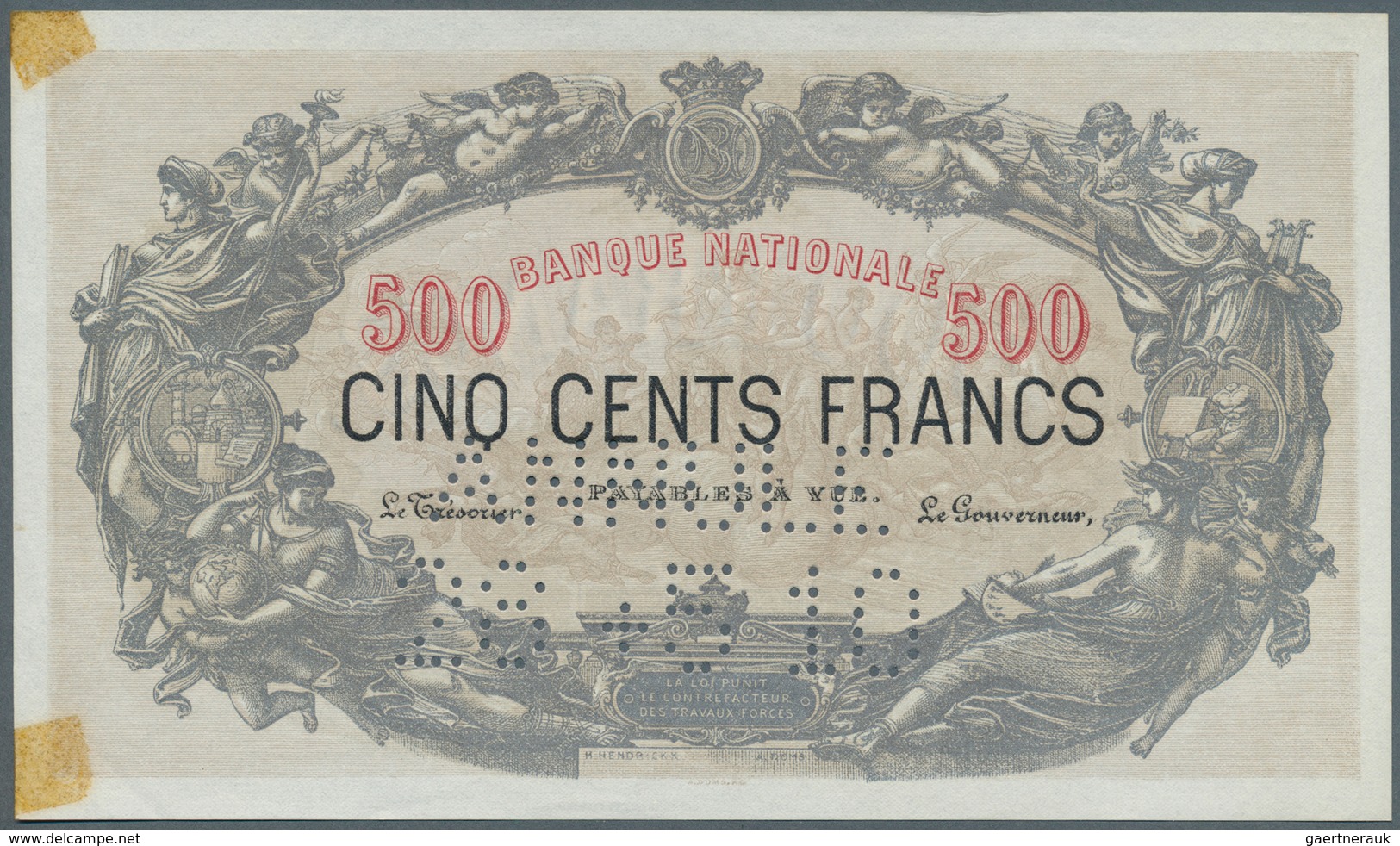 01119 Belgium / Belgien: 500 Francs 1912 P. 65, Highly Rare Unissued Banknote With Perforation "Annule, 28 - [ 1] …-1830 : Antes De La Independencia