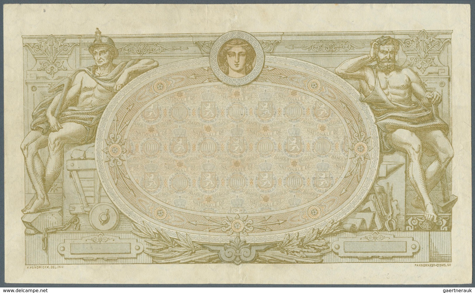 01120 Belgium / Belgien: 1000 Francs 1919 P. 73, Rare Note, 2 Center Folds And Light Creases At Borders, A - [ 1] …-1830 : Prima Dell'Indipendenza