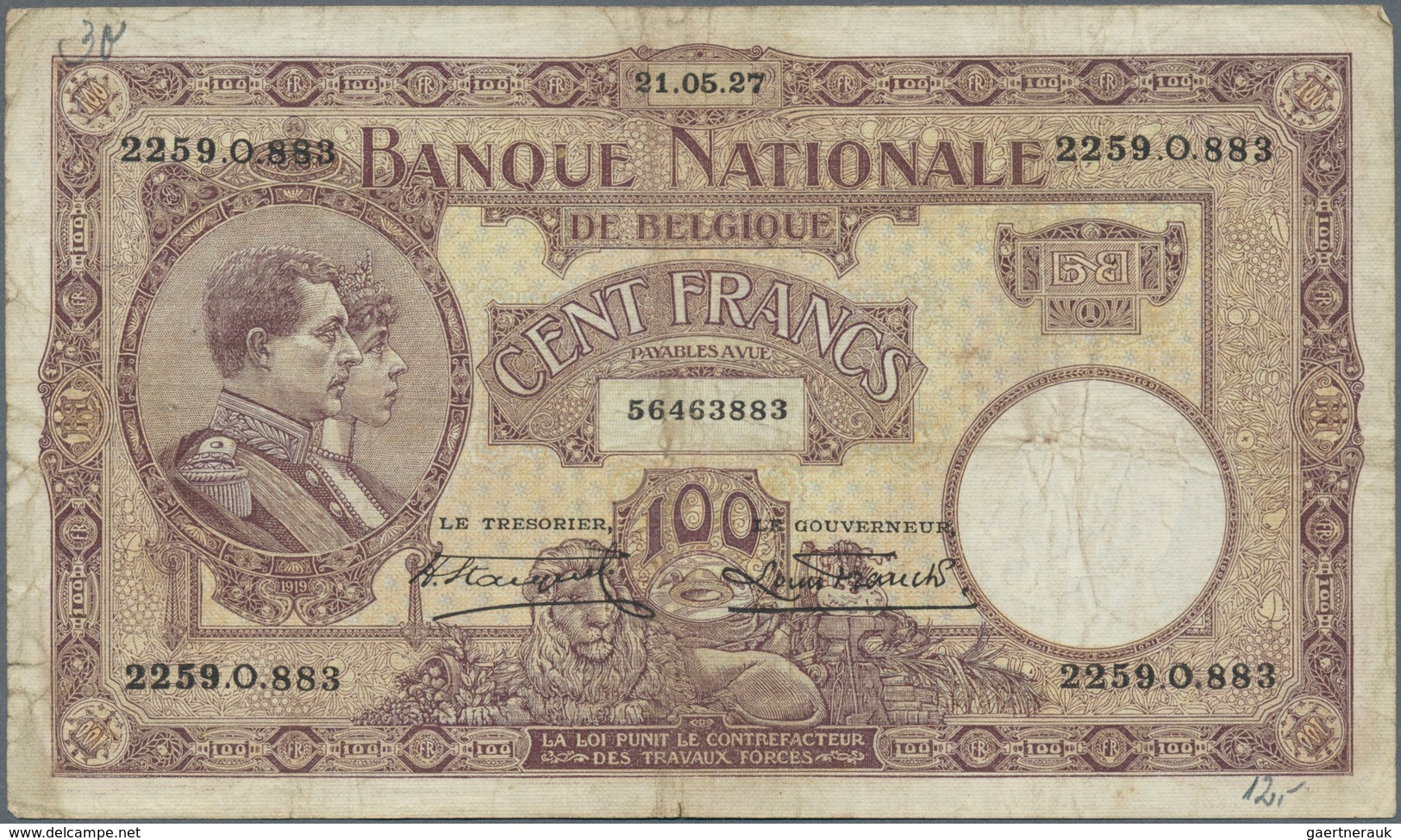 01124 Belgium / Belgien: Set With 4 Banknotes 100 Francs 1924 And 1927, P.95 In Almost Well Worn Condition - [ 1] …-1830 : Antes De La Independencia