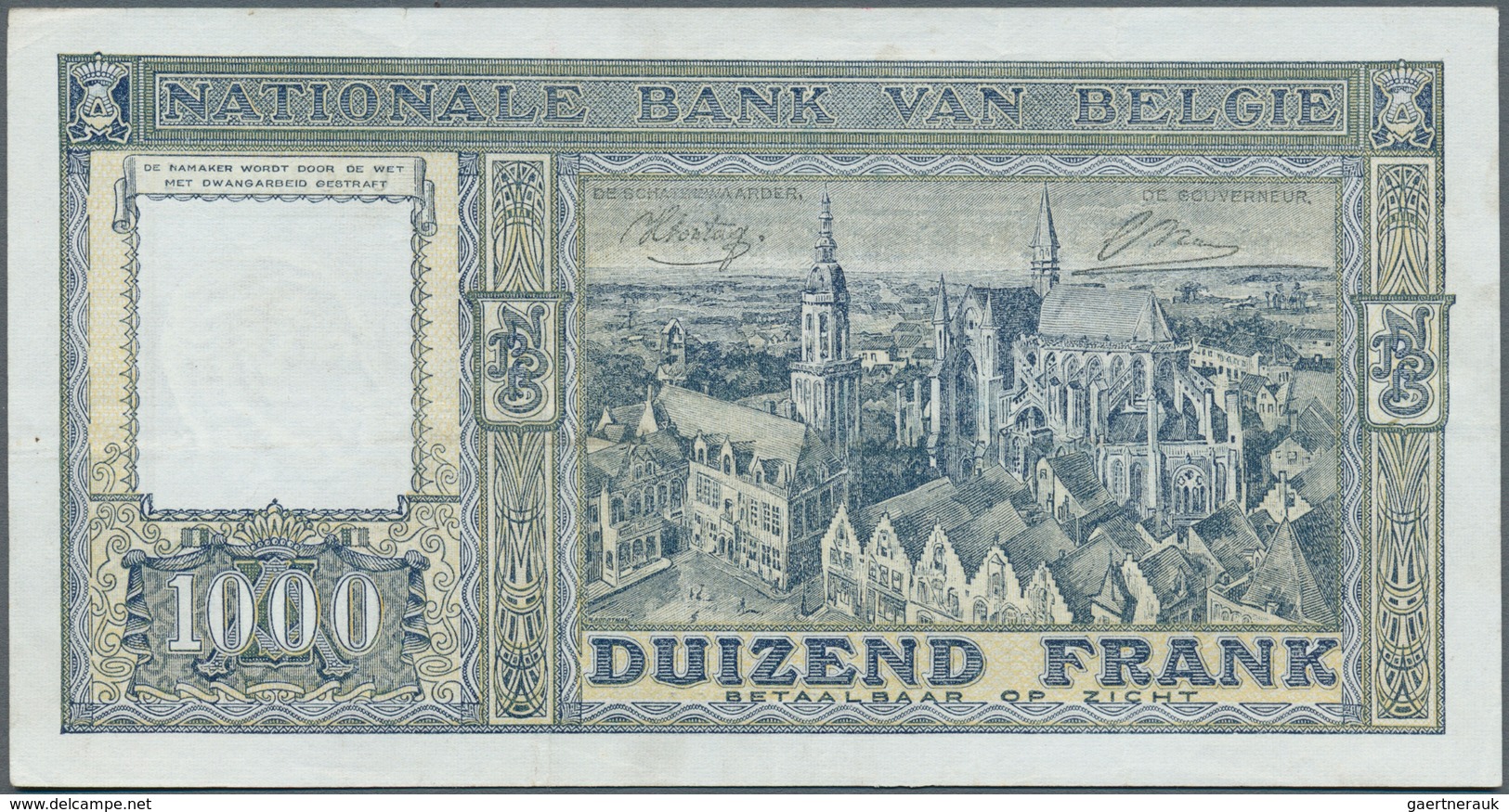 01132 Belgium / Belgien: 1000 Francs 1951 P. 131a, Vertically Folded And One Horizontal Fold, One Tiny Sta - [ 1] …-1830 : Voor Onafhankelijkheid