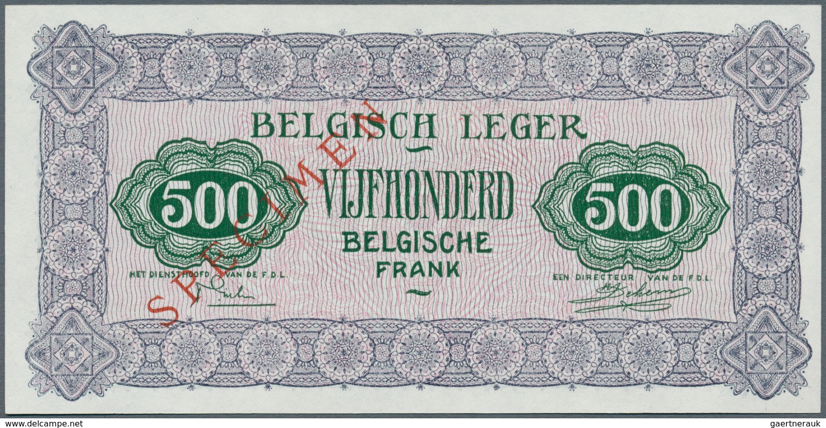 01135 Belgium / Belgien: 500 Francs 1946 Specimen P. M8s, Rare Type Especially As Speicmen, With Zero Seri - [ 1] …-1830 : Antes De La Independencia