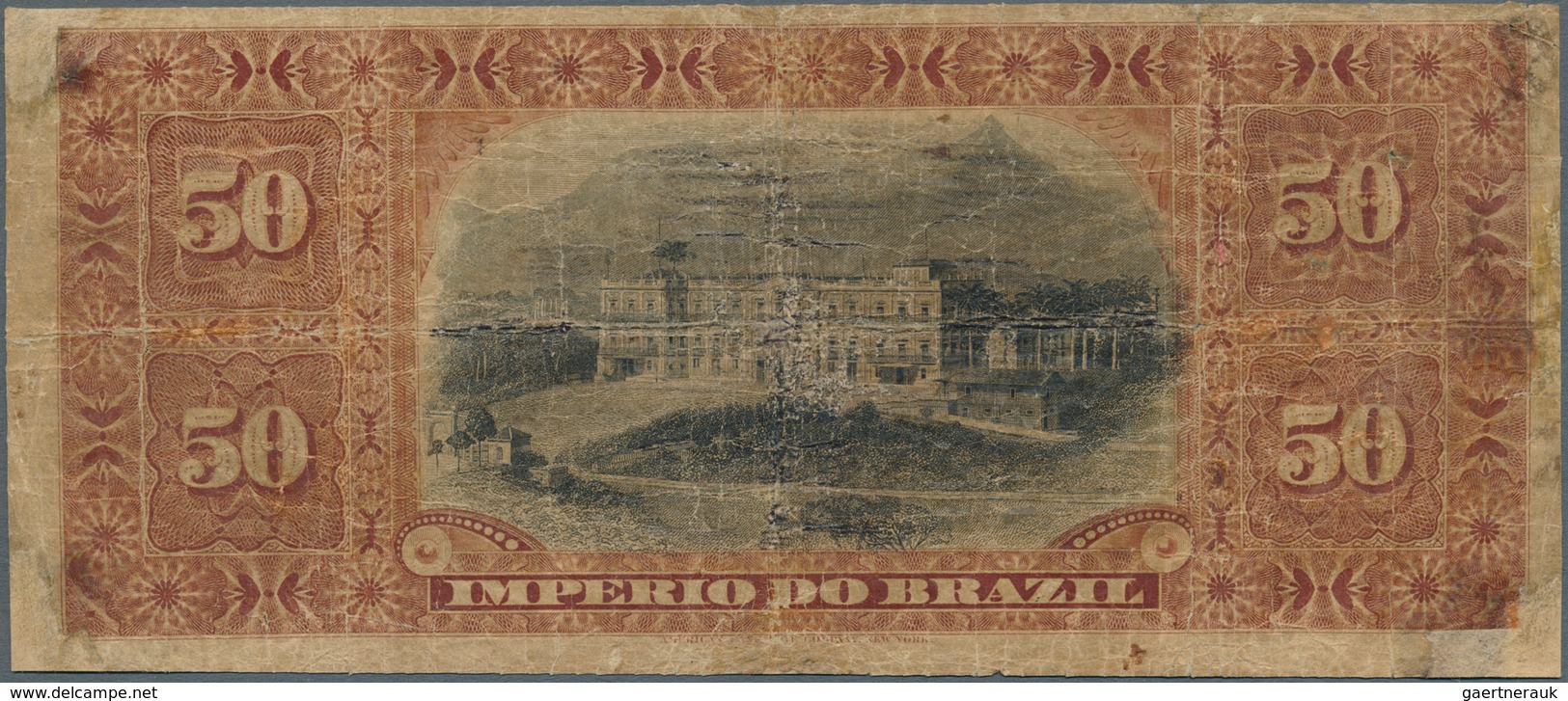 01152 Brazil / Brasilien: 50 Mil Reis ND(1889) P. A253, Very Rare Banknote In Strongly Used Condition With - Brésil