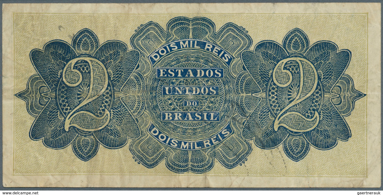 01153 Brazil / Brasilien: 2 Mil Reis ND P. 16, Light Horizontal Fold, Light Handling In Paper Which Is Sti - Brazilië