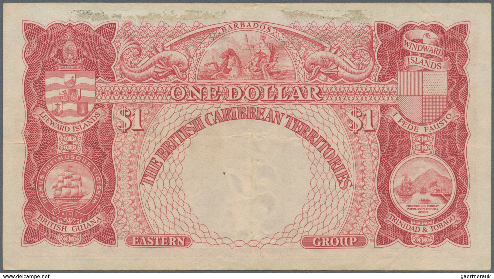 01157 British Caribbean Territories: 1 Dollar 1950, P.1, Lightly Toned Paper With A Few Folds And Traces O - Andere - Amerika
