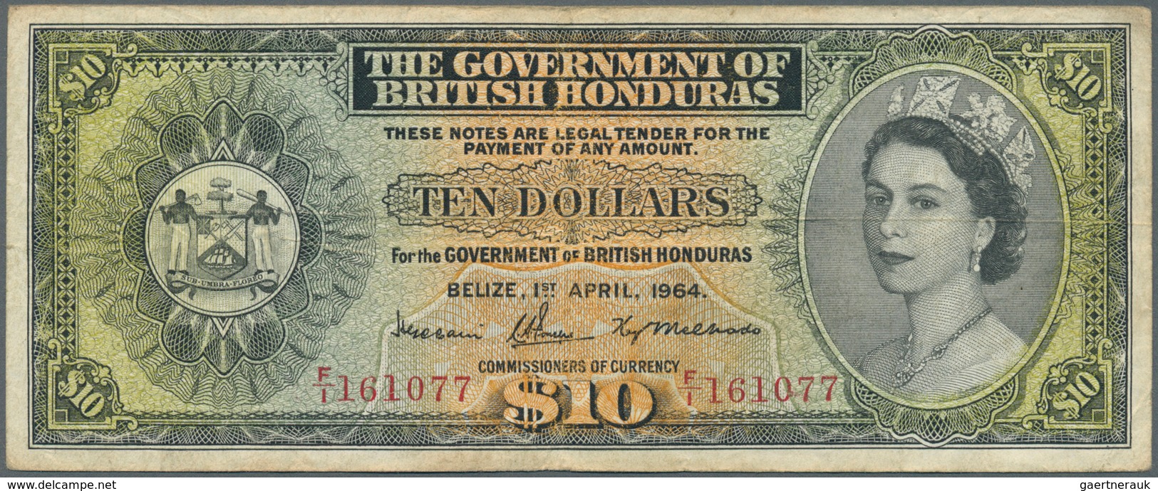 01161 British Honduras: Government Of British Honduras 10 Dollars April 1st 1964, P.31b, Still A Nice Note - Honduras