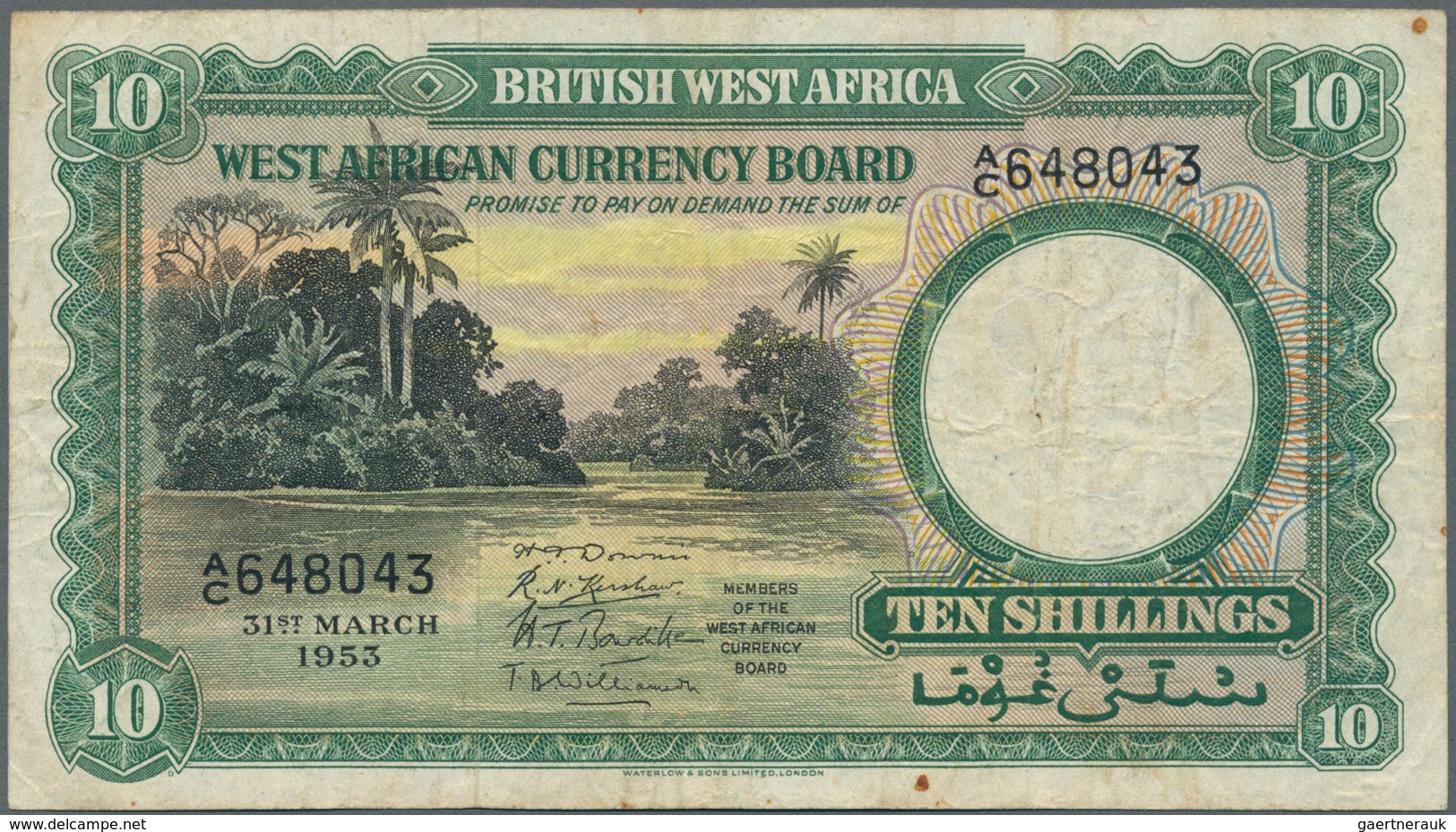 01165 British West Africa: 10 Shillings 1953 P. 9a, Used Condition With Several Folds And Creases, No Hole - Andere - Afrika