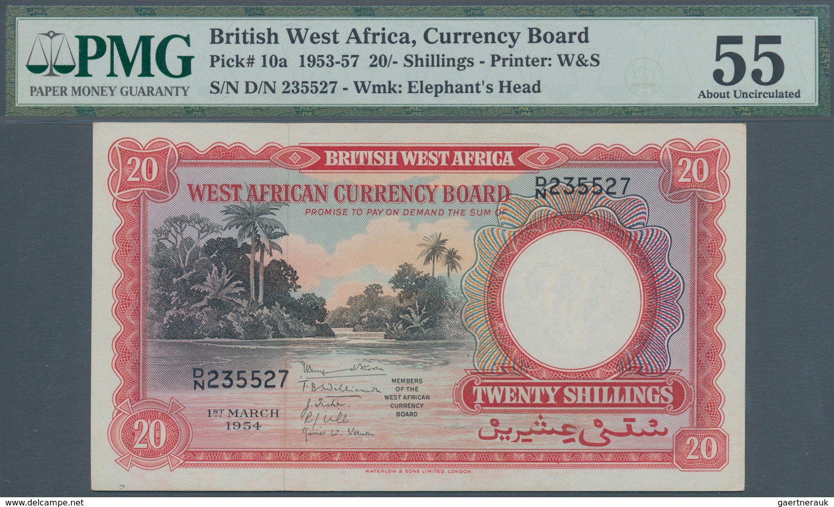 01166 British West Africa: 10 Shillings 1954 P. 10a In Condition: PMG Graded 55 AUNC. - Otros – Africa