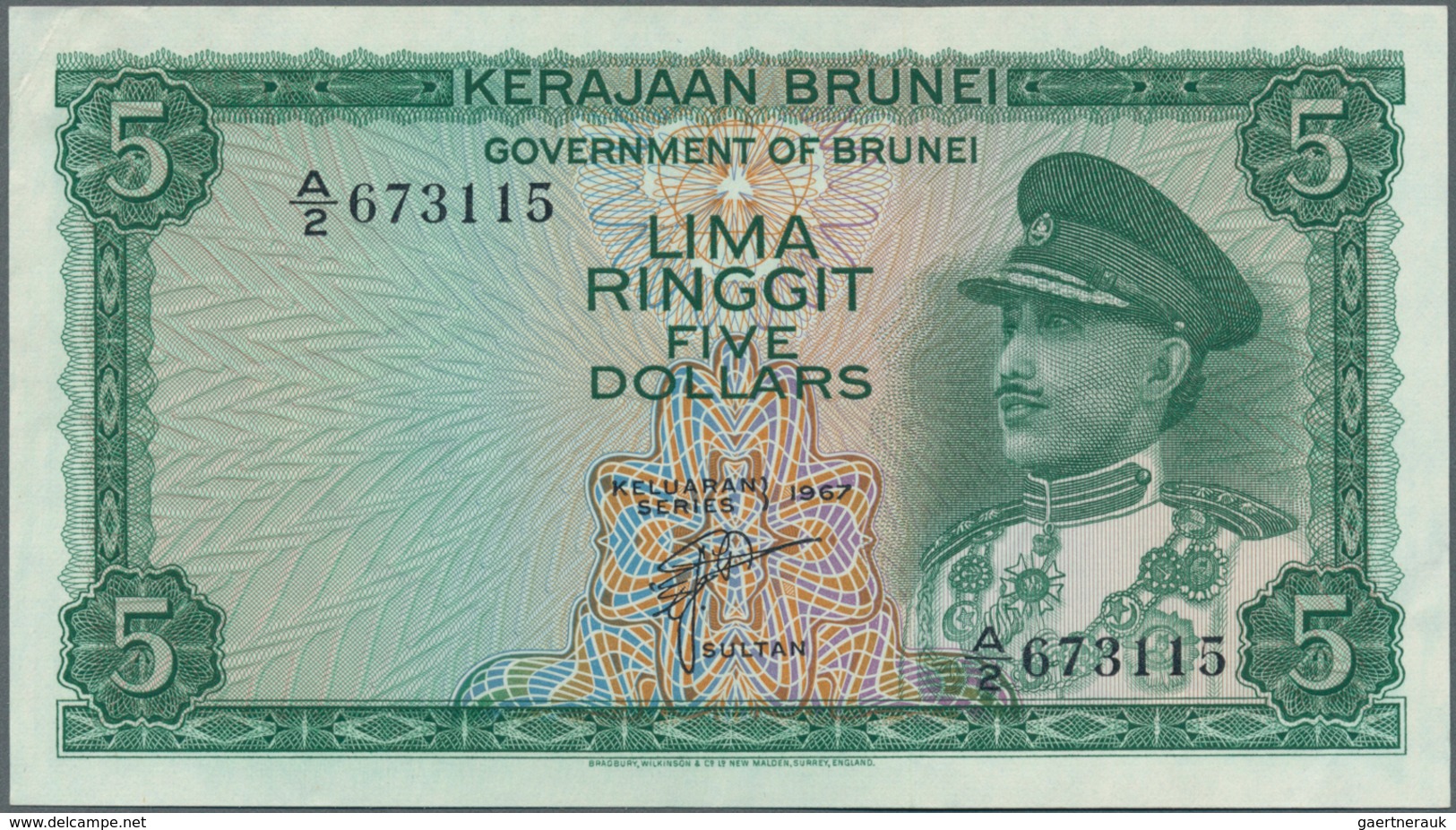 01168 Brunei: 5 Dollars 1967 P. 2 In Condition: AUNC. - Brunei