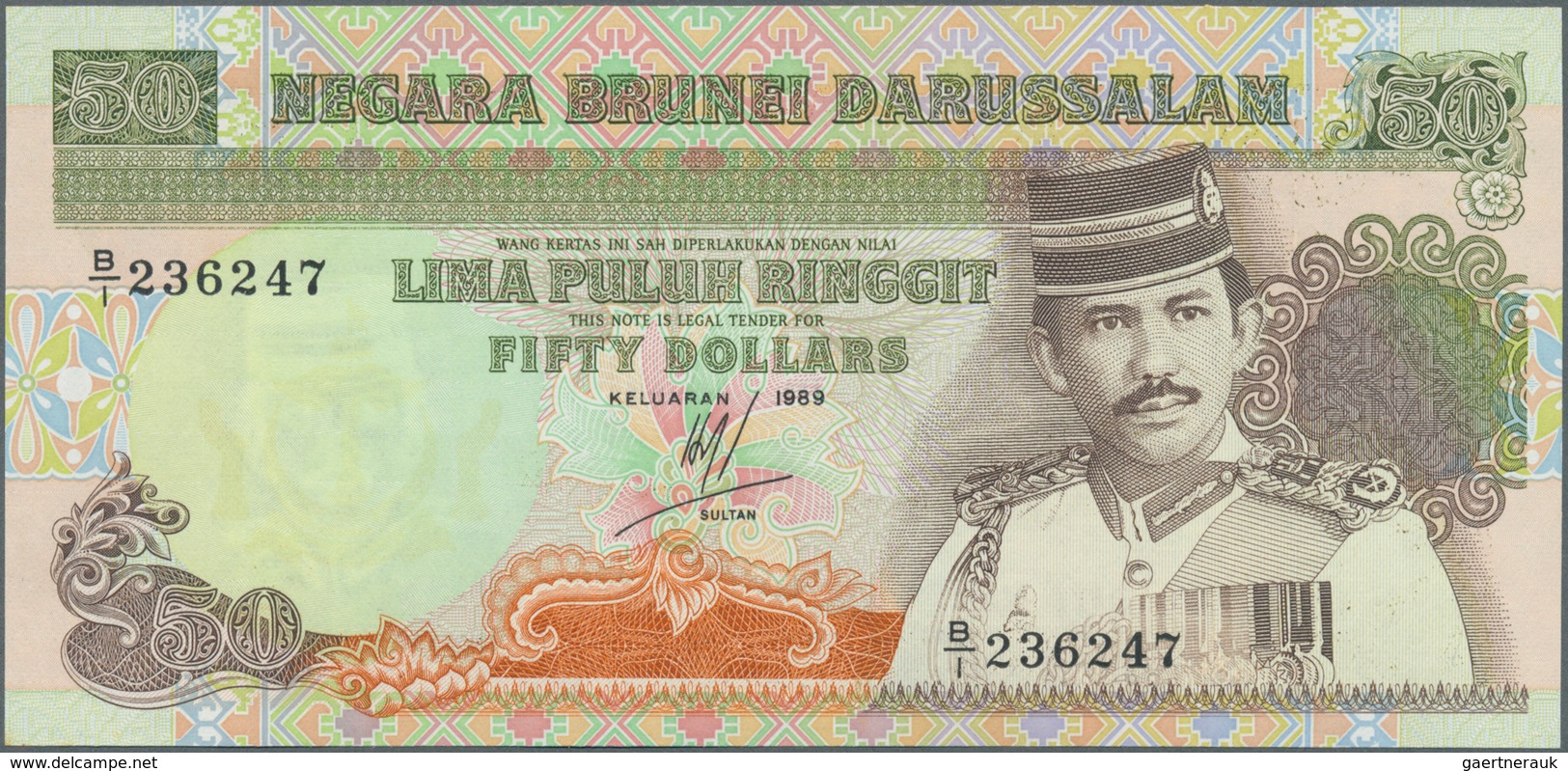 01188 Brunei: 50 Ringgit 1989 P. 16 In Condition: UNC. - Brunei