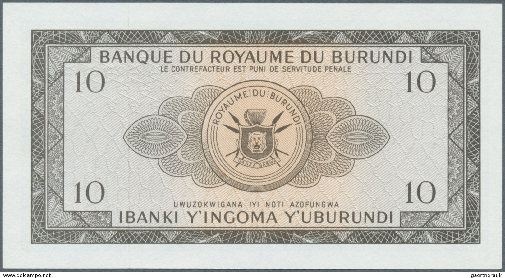 01235 Burundi: 10 Francs 1965 P. 9 In Condition: UNC. - Burundi