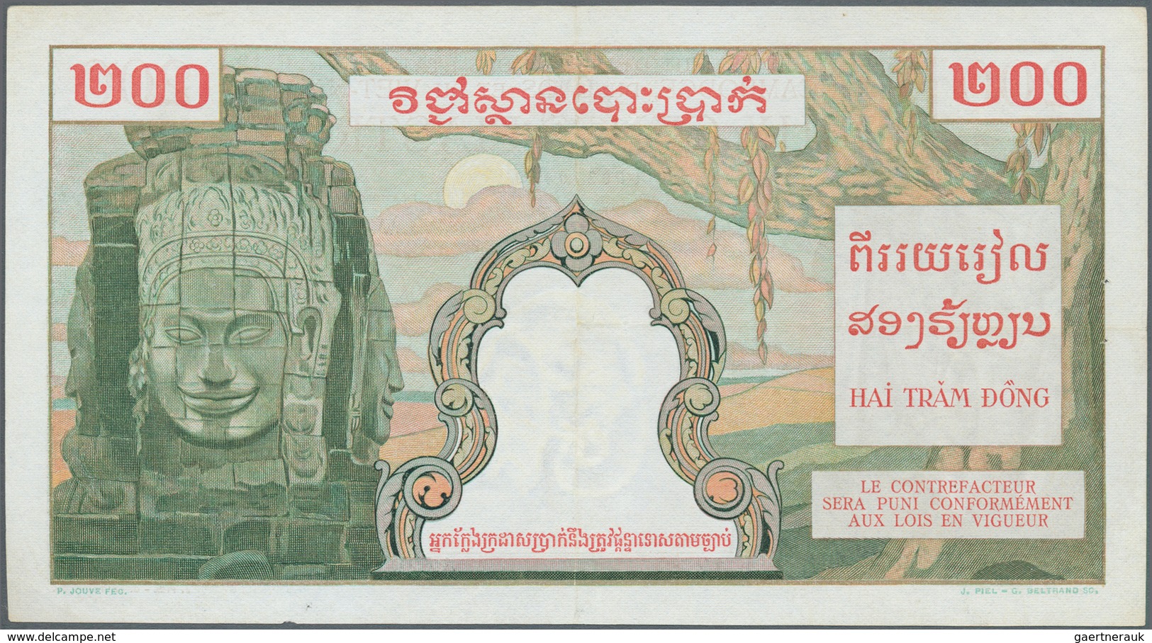 01242 Cambodia / Kambodscha: 200 Piastres ND P. 98, Used With Folds And Pinhles, Still Crisp Paper And Nic - Cambodja