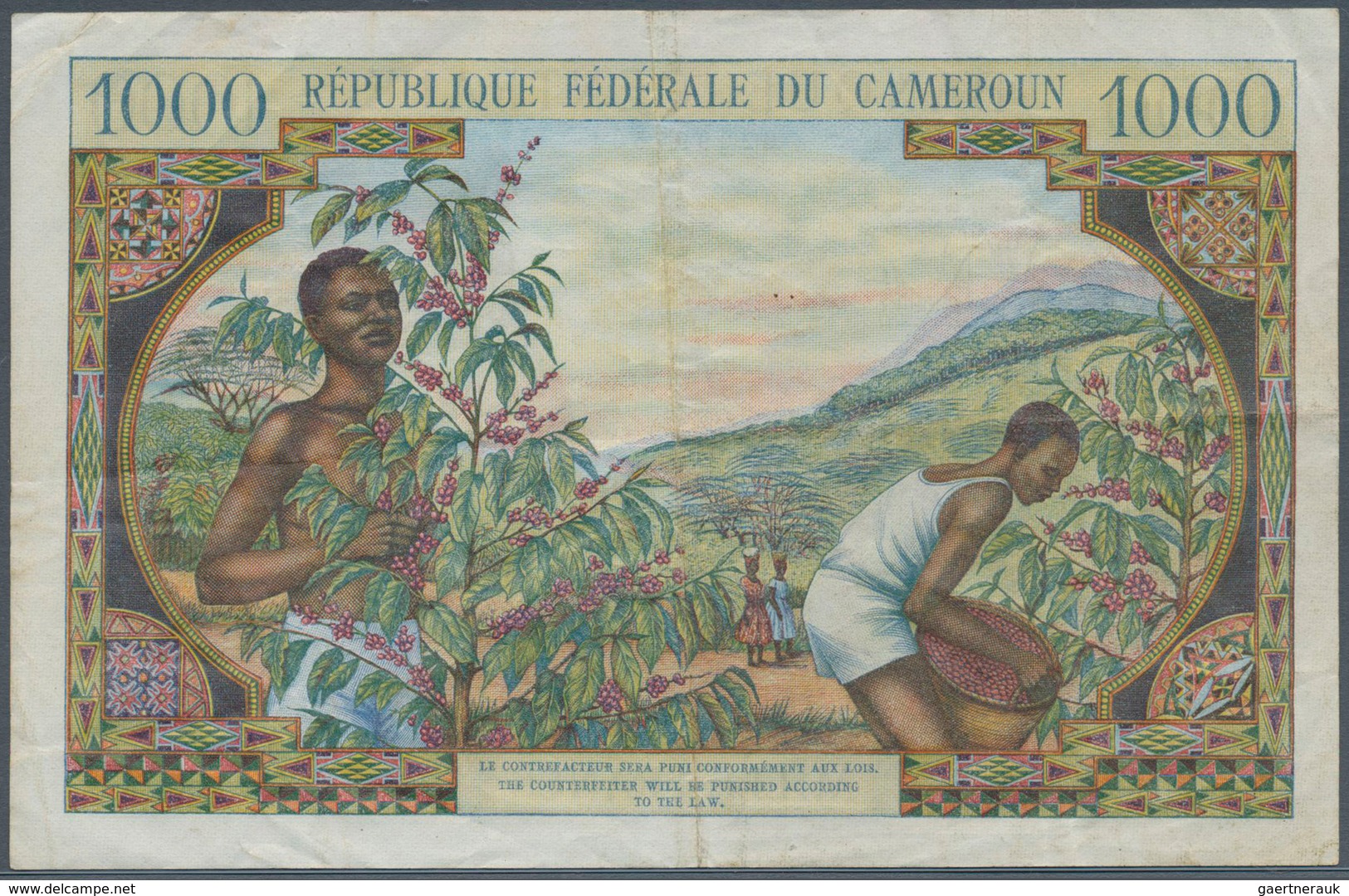 01244 Cameroon / Kamerun: Banque Centrale - République Fédérale Du Cameroun 1000 Francs ND(1962), P.12b, V - Camerún