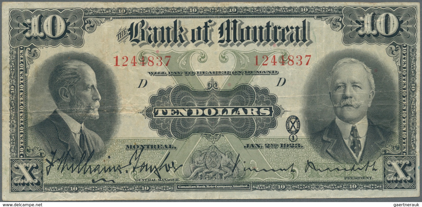 01250 Canada: 10 Dollars 1923 P. S549, In Used Condition With Folds No Holes Or Tears, Condition: F. - Canada