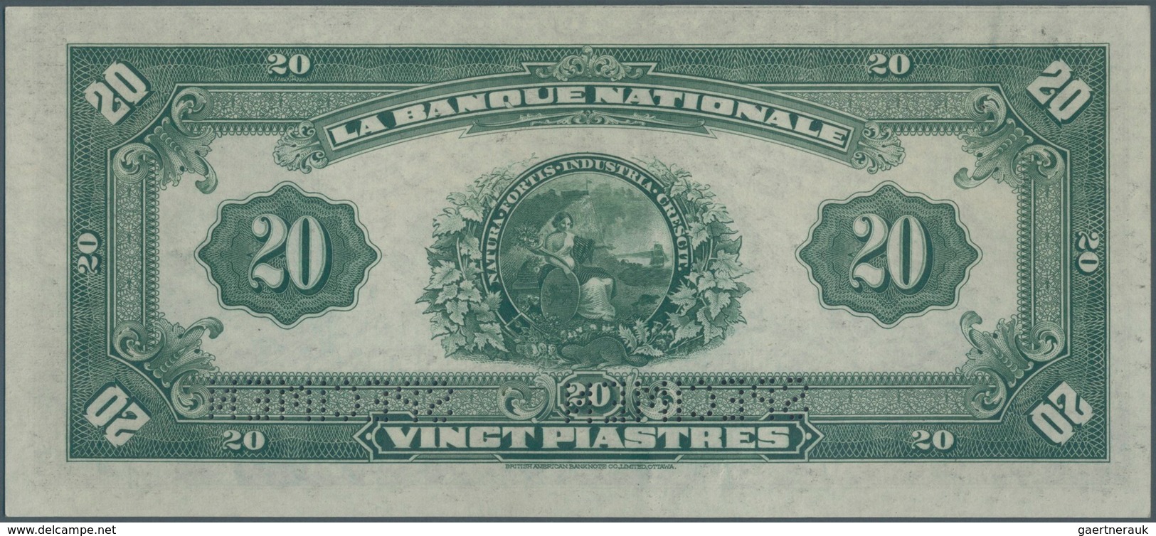 01252 Canada: La Banque Nationale 20 Dollars 1922 SPECIMEN, P.S873s In Very Nice Condition, Just A Bit Dec - Canada