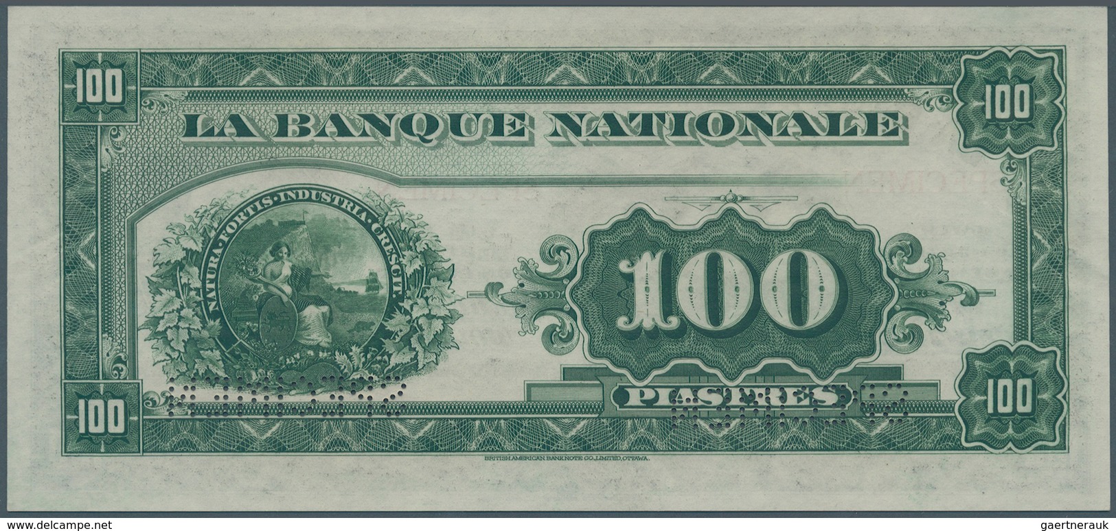 01255 Canada: La Banque Nationale 100 Dollars 1922 SPECIMEN, P.S875s In Perfect Condition, Slightly Wavy P - Canada