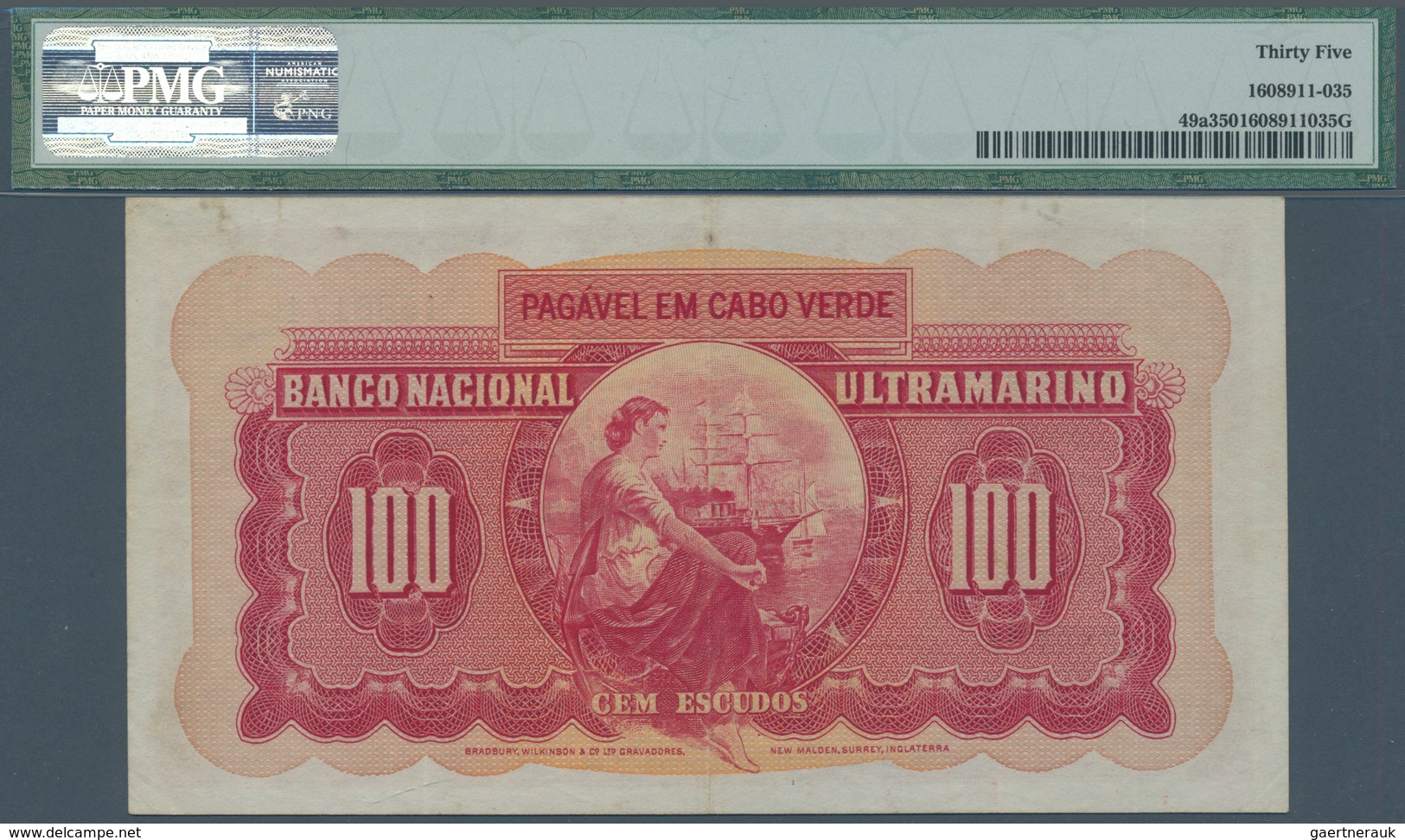 01259 Cape Verde / Kap Verde: 100 Escudos 1958 P. 49a, Condition: PMG Graded 35 Choice VF. - Capo Verde