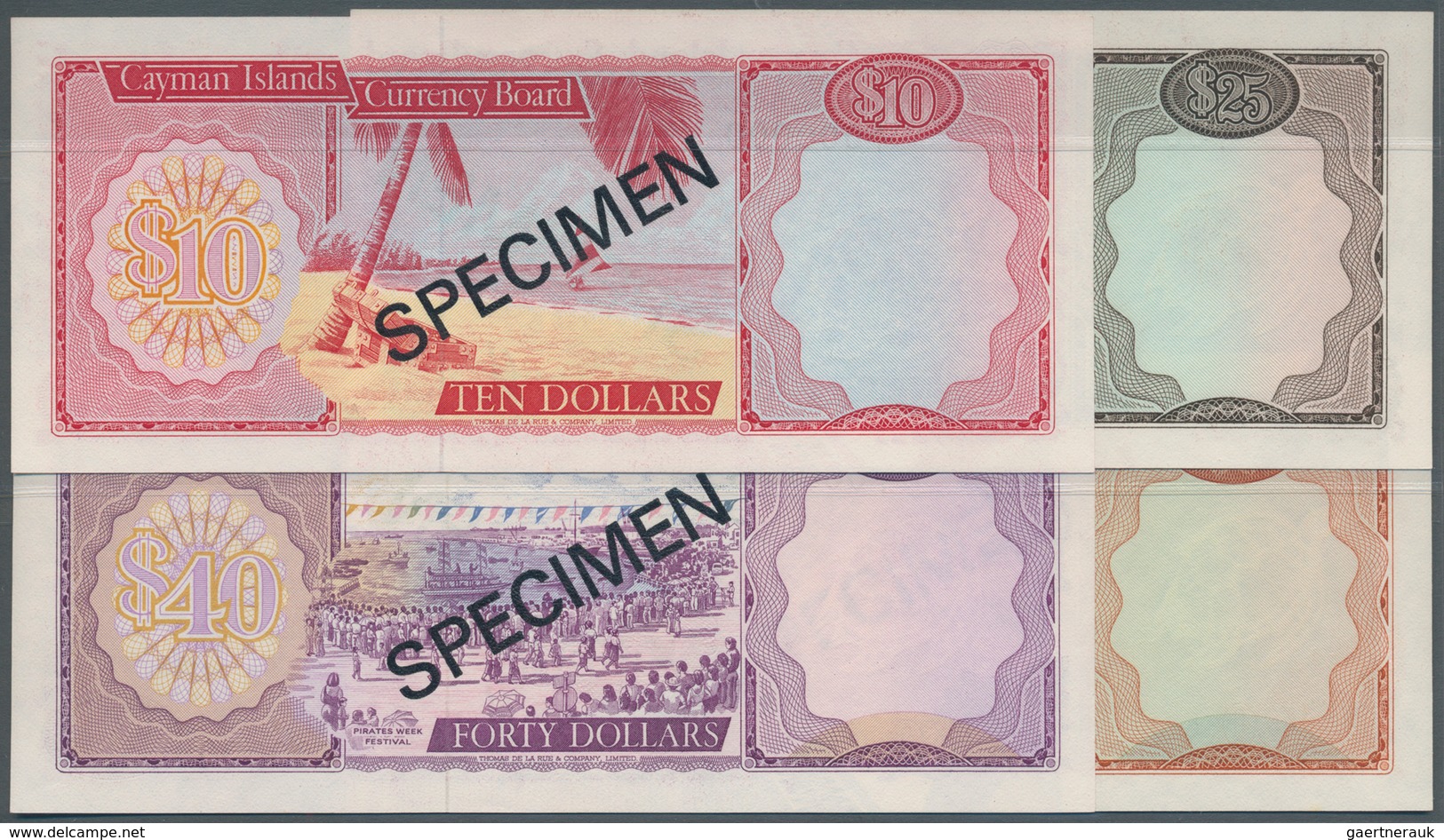 01262 Cayman Islands: Set Of 4 Specimen Notes Containing 10, 25, 40 & 100 Dollars Specimen P. 7s-9s, 11s, - Kaaimaneilanden