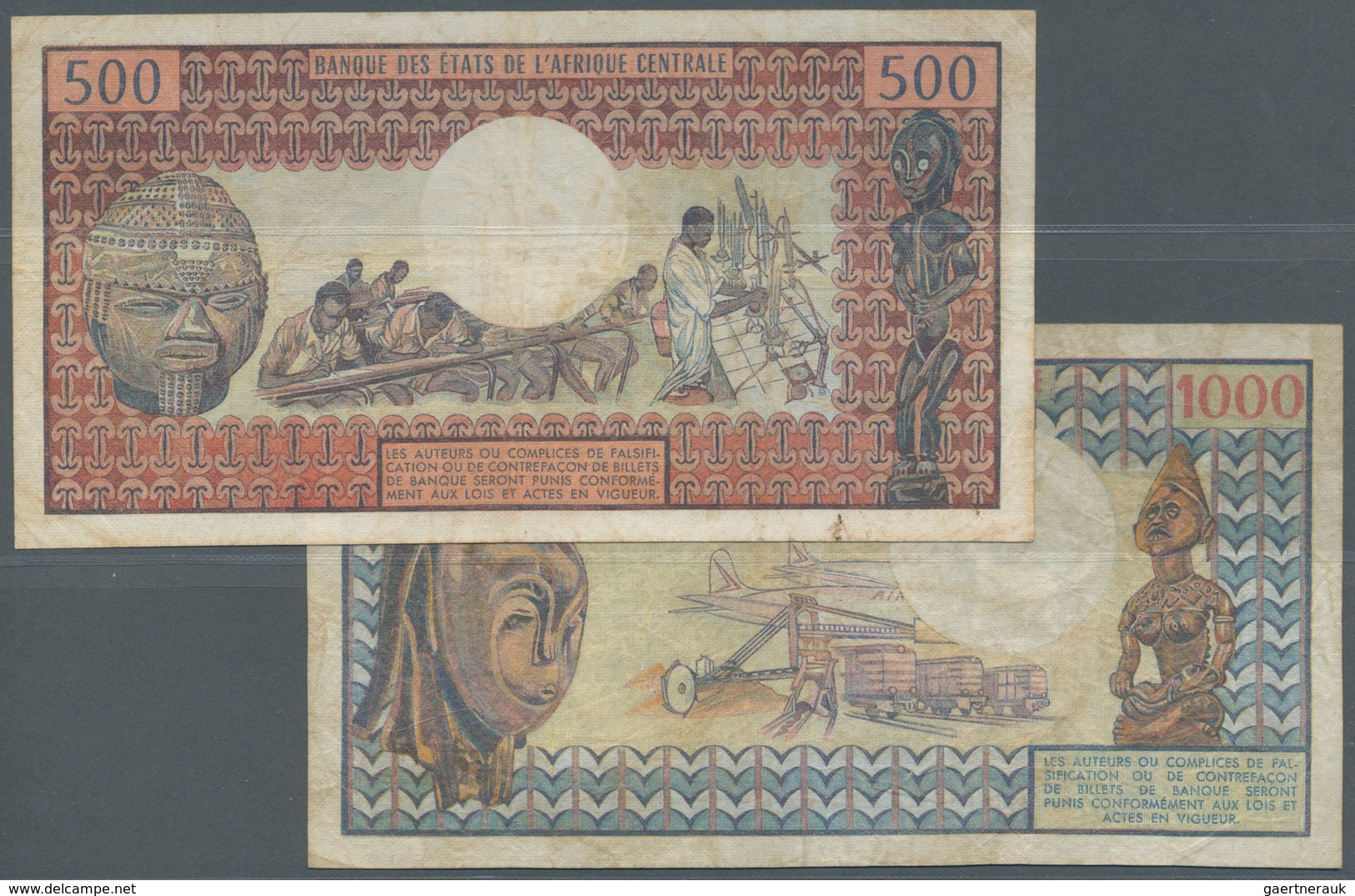 01265 Central African Republic / Zentralafrikanische Republik: Republique Centrafricaine Pair With 500 And - Centraal-Afrikaanse Republiek