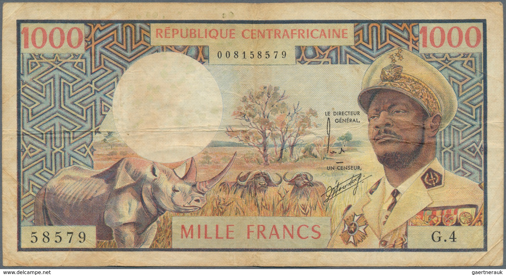 01266 Central African Republic / Zentralafrikanische Republik: 1000 Francs BOKASSA ND(1974) P. 2 In Used C - Central African Republic