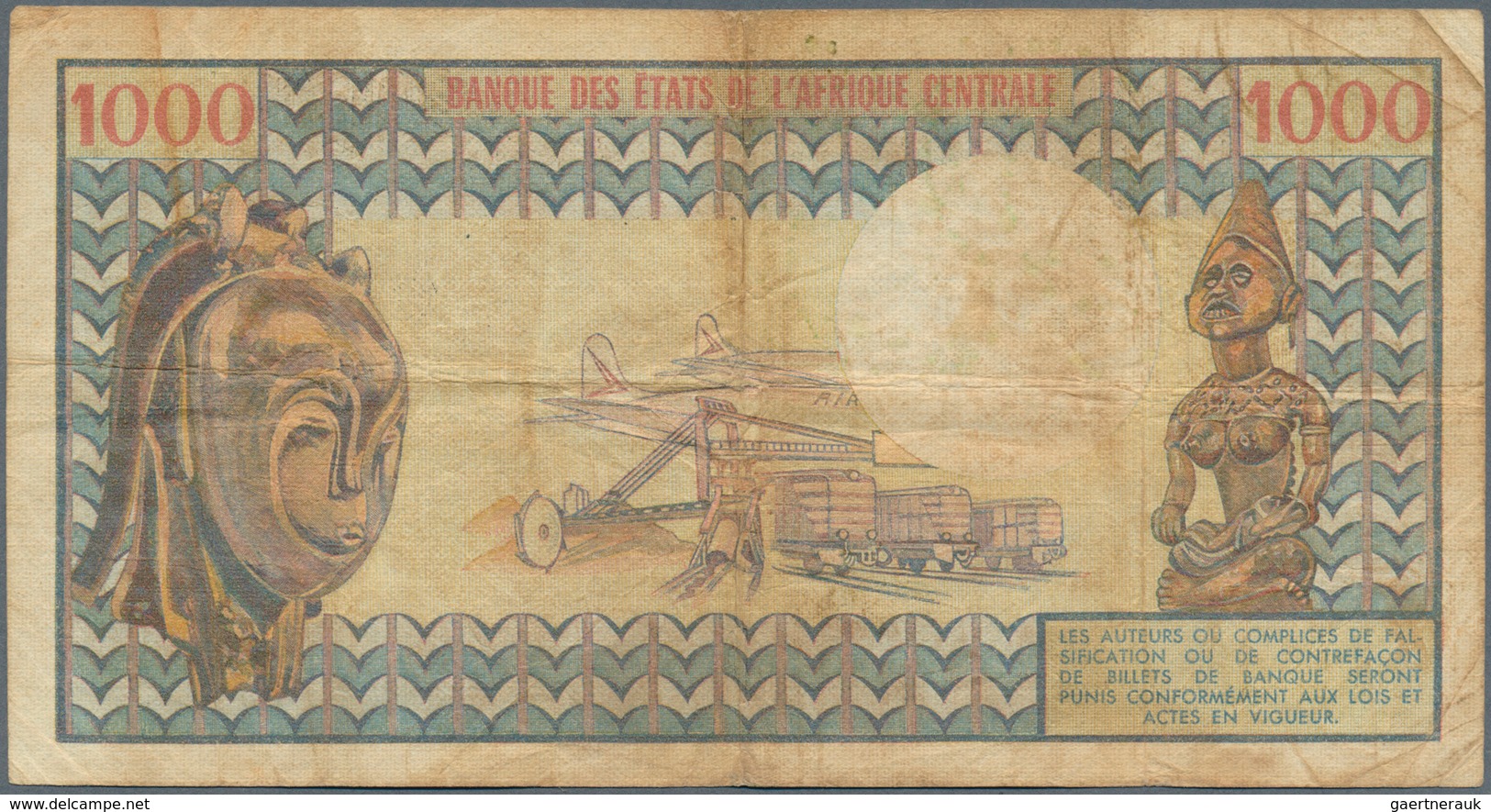 01266 Central African Republic / Zentralafrikanische Republik: 1000 Francs BOKASSA ND(1974) P. 2 In Used C - Central African Republic