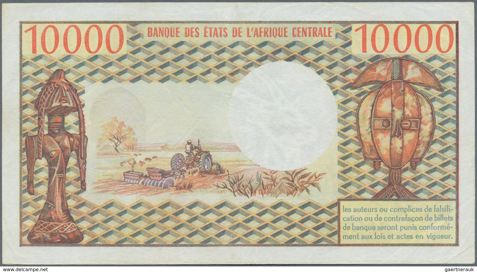 01268 Central African Republic / Zentralafrikanische Republik: 10.000 Francs ND Bokassa P. 9, Lightly Used - Central African Republic