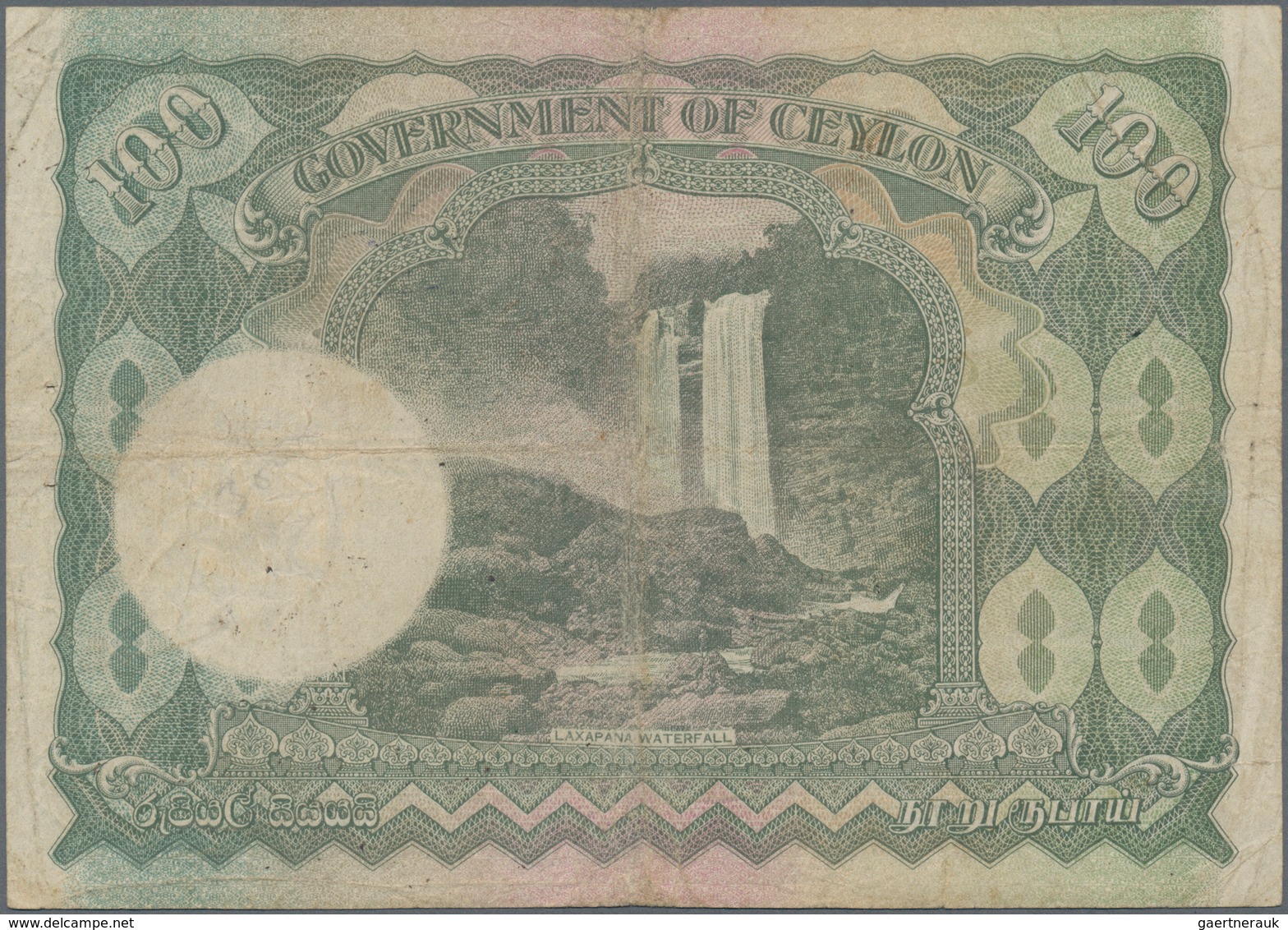 01274 Ceylon: 100 Rupees 1944 P. 38, Used With Folds And Light Creases In Paper, Lightly Stained Paper, Ve - Sri Lanka